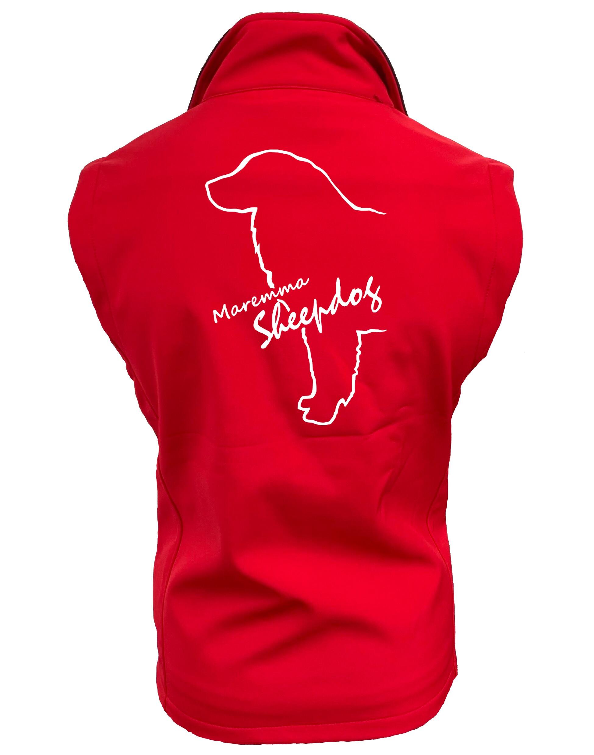 Unisex Softshell Gilet featuring an exclusive Maremma Sheepdog design, offering water-resistant protection and fleece-lined comfort.