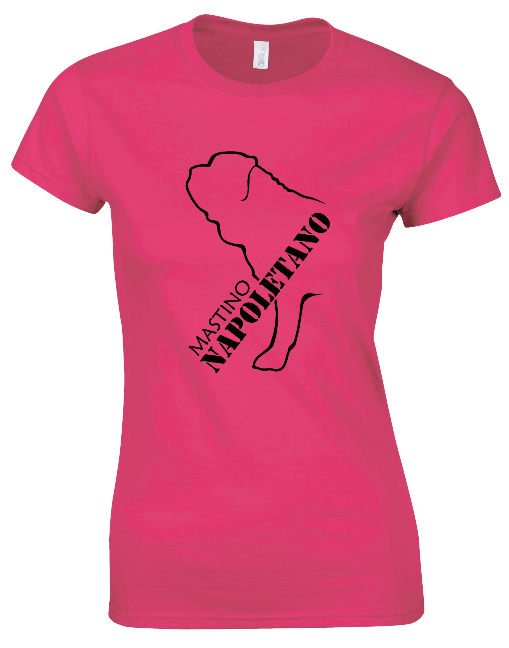 Mastino Napoletano Female Roundneck T-shirt with exclusive breed artwork, soft breathable cotton, and a tailored feminine fit.