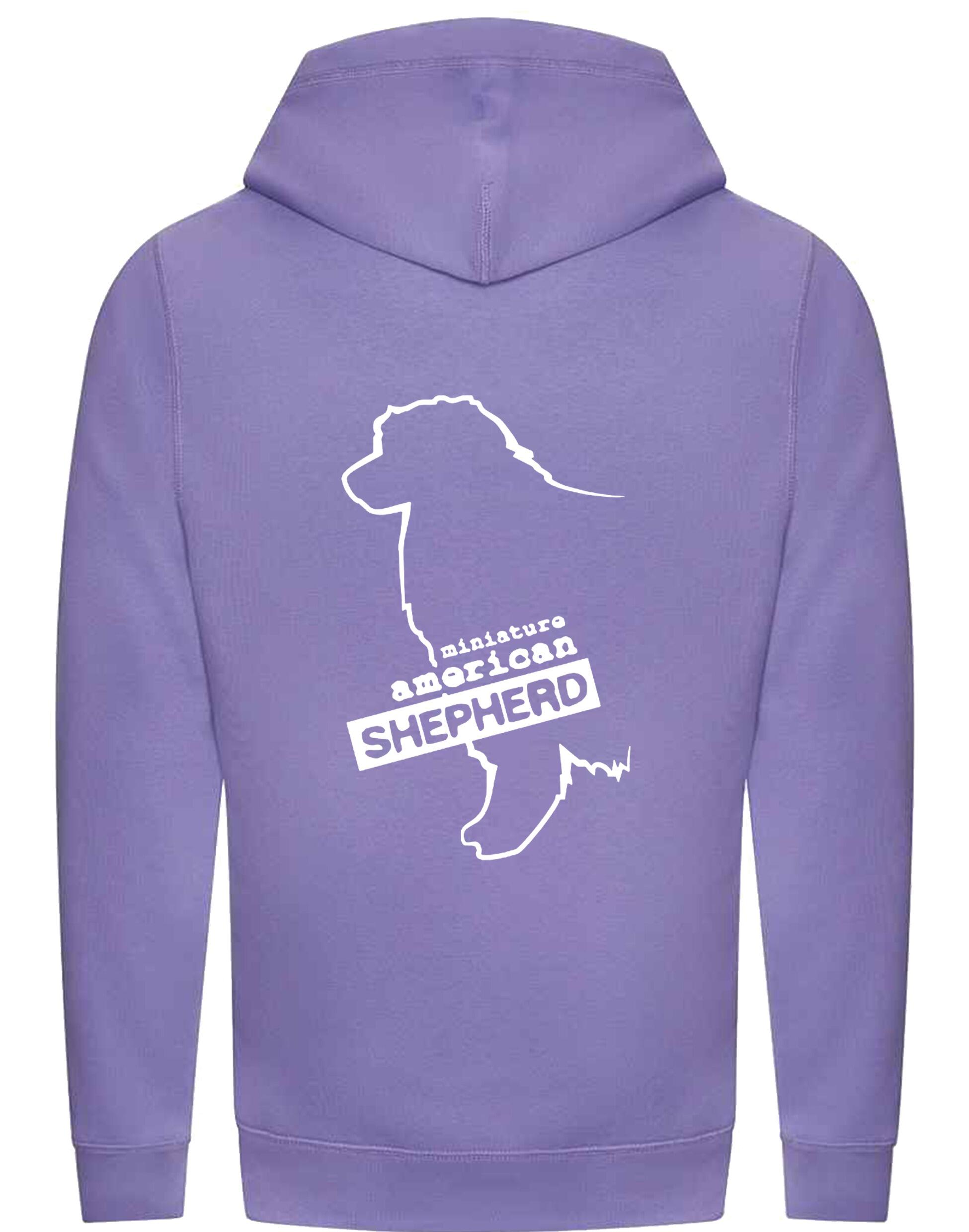 Miniature American Shepherd Crossneck Pullover Hoodie featuring exclusive breed artwork, soft fleece lining, and a stylish modern design.