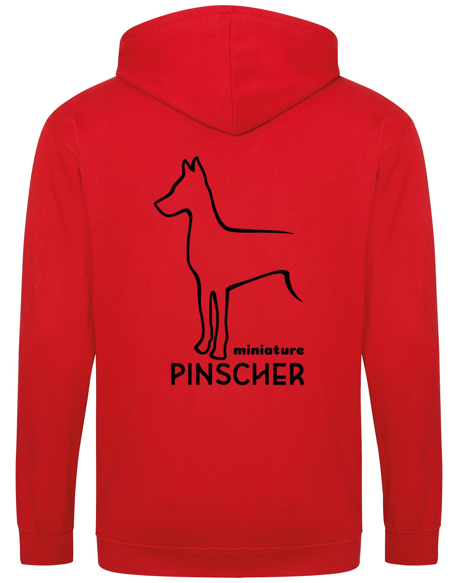 Miniature Pinscher Zipped Hoodie with exclusive breed design, soft fleece lining, and customisation options.