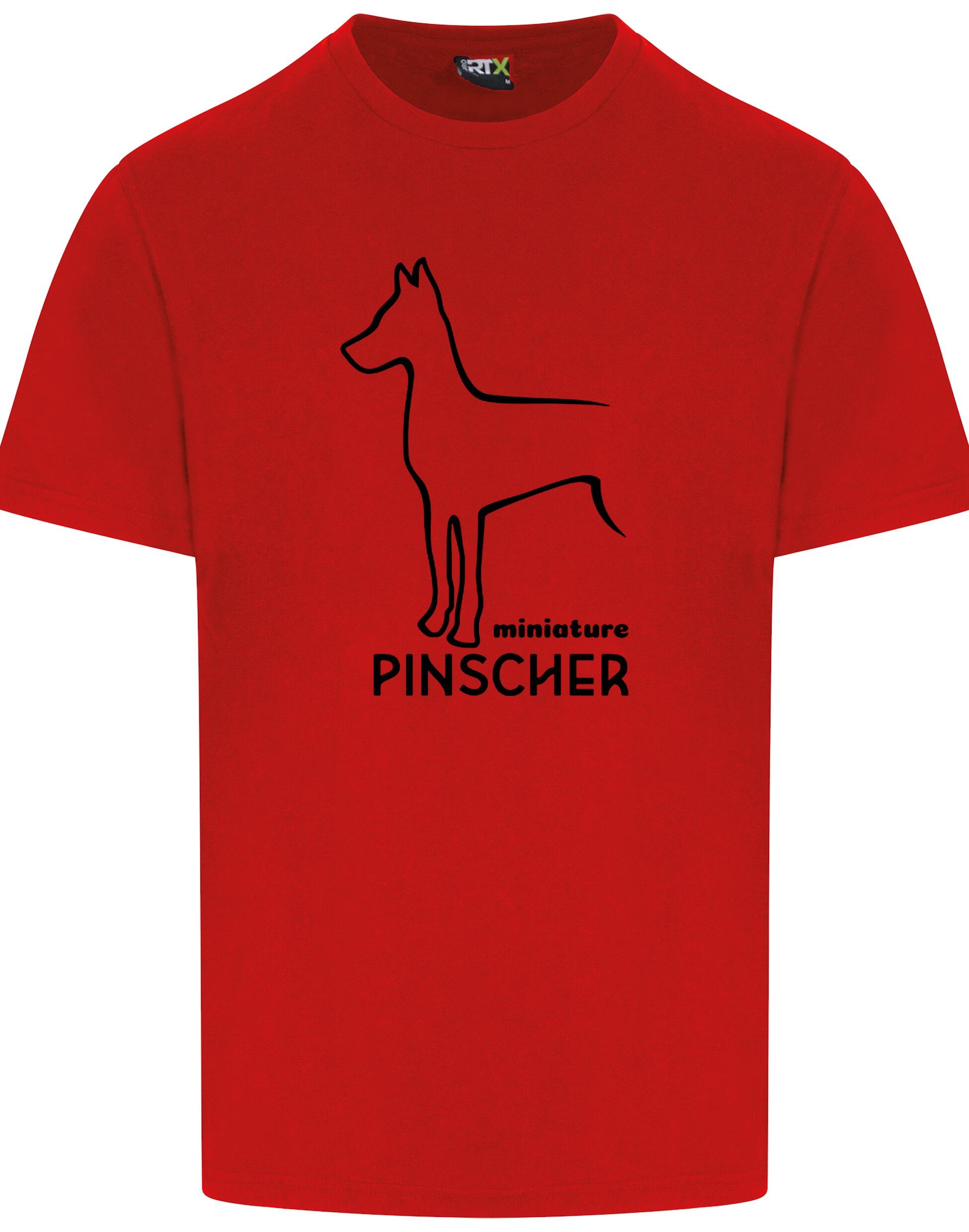 Miniature Pinscher Unisex Roundneck T-shirt with exclusive breed design, soft breathable cotton, and a relaxed fit for all-day comfort.