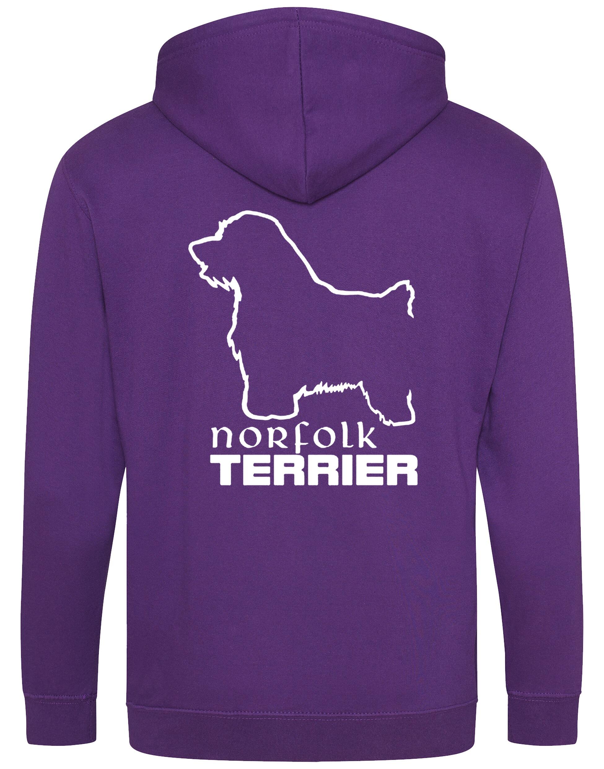 Norfolk Terrier Zipped Hoodie featuring exclusive breed artwork, heavy-blend fleece, full-zip closure, and spacious front pockets. Perfect for Norfolk Terrier lovers seeking warmth, comfort, and style.
