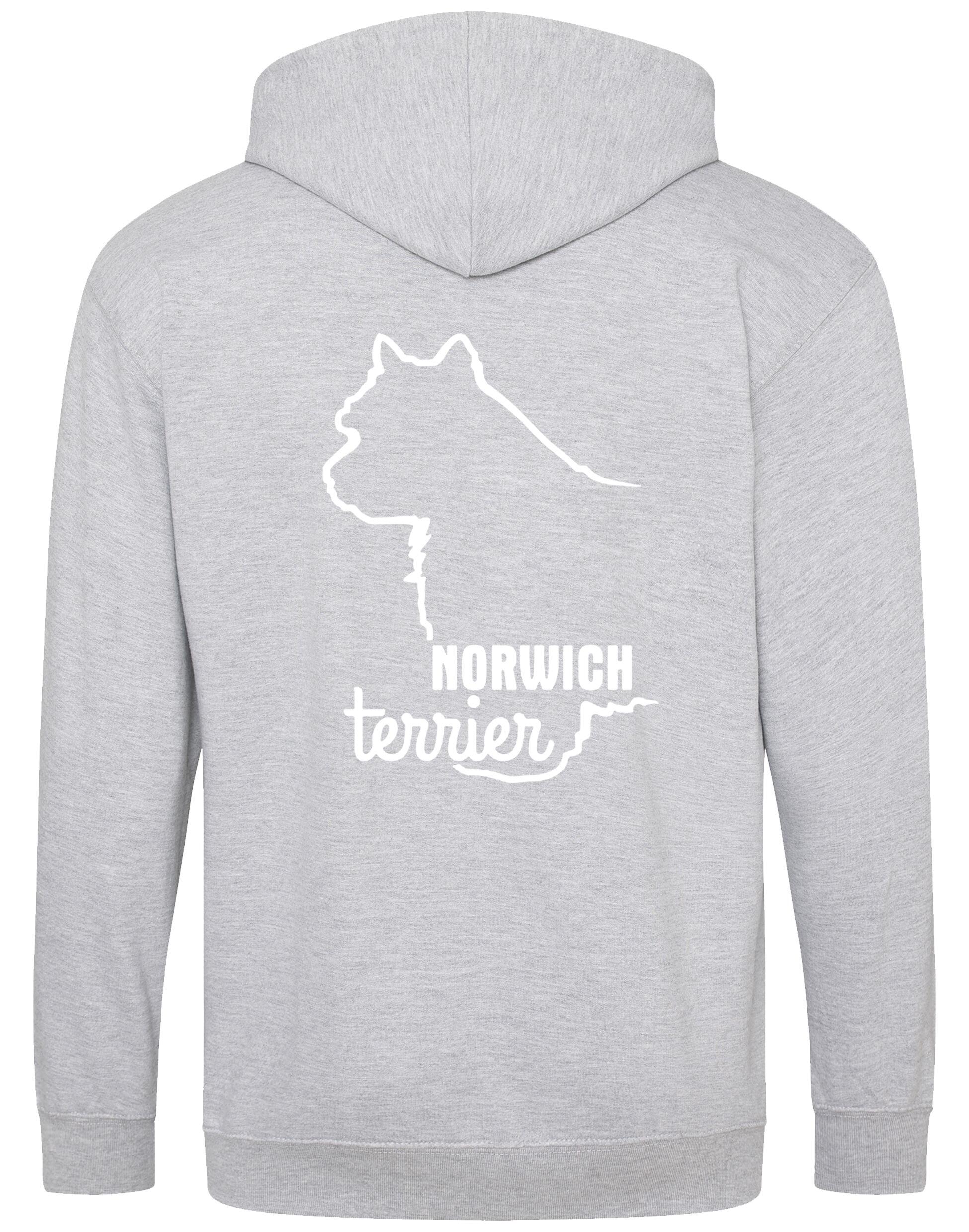 Norwich Terrier Zipped Hoodie featuring exclusive breed artwork, full-zip closure, soft fleece lining, and functional front pockets. Designed for comfort, style, and practicality—perfect for Norwich Terrier lovers, dog events, and casual wear.