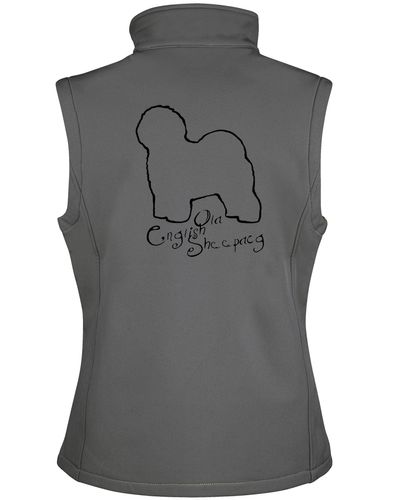 Old English Sheepdog Unisex Softshell Gilet – water-resistant, fleece-lined, and featuring exclusive breed artwork. Ideal for outdoor adventures, dog walking, and everyday wear.
