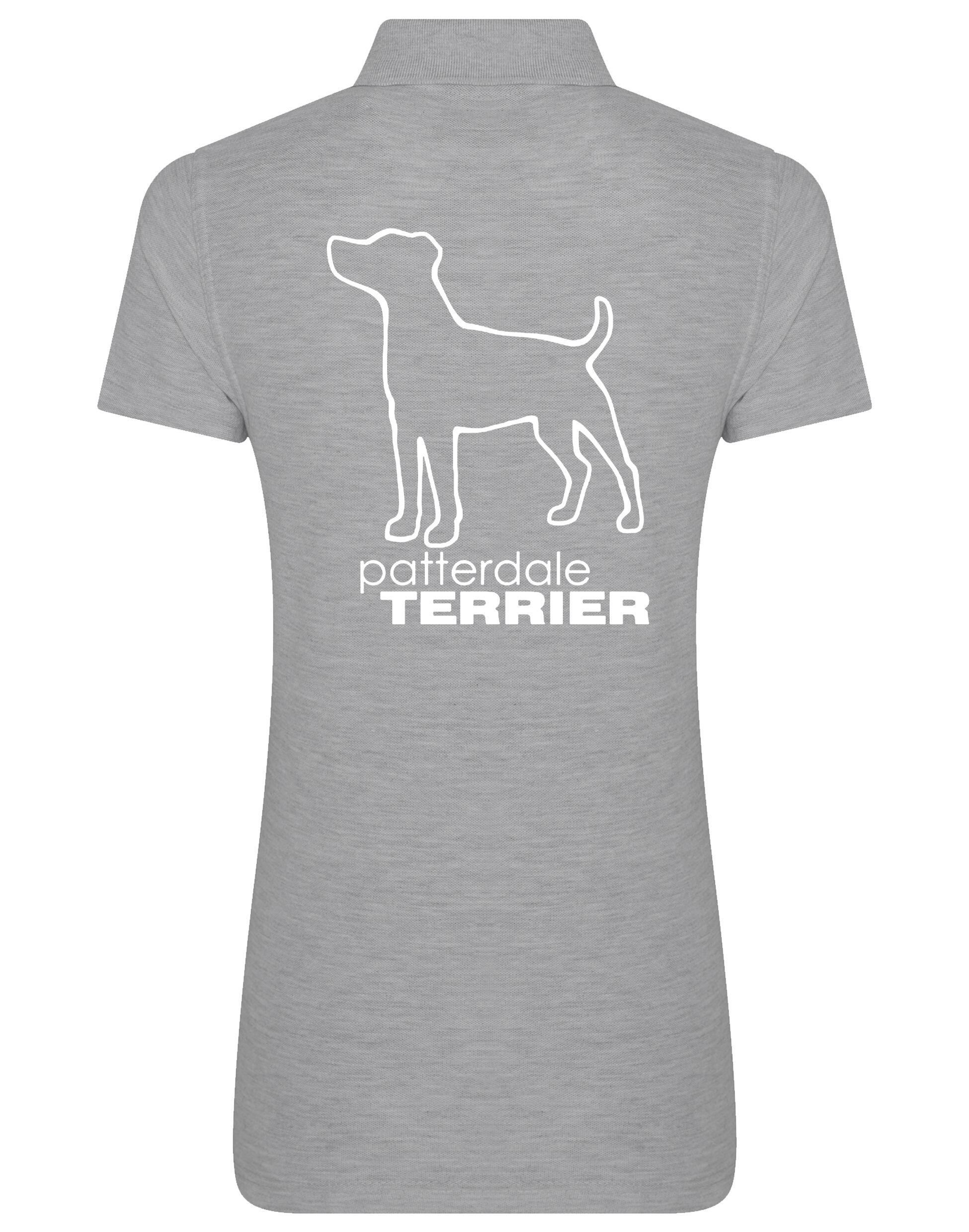 Patterdale Terrier Women’s Cotton Polo – lightweight, breathable cotton polo featuring exclusive Patterdale Terrier artwork on the back, a structured collar, and a tailored feminine fit for comfort and style.