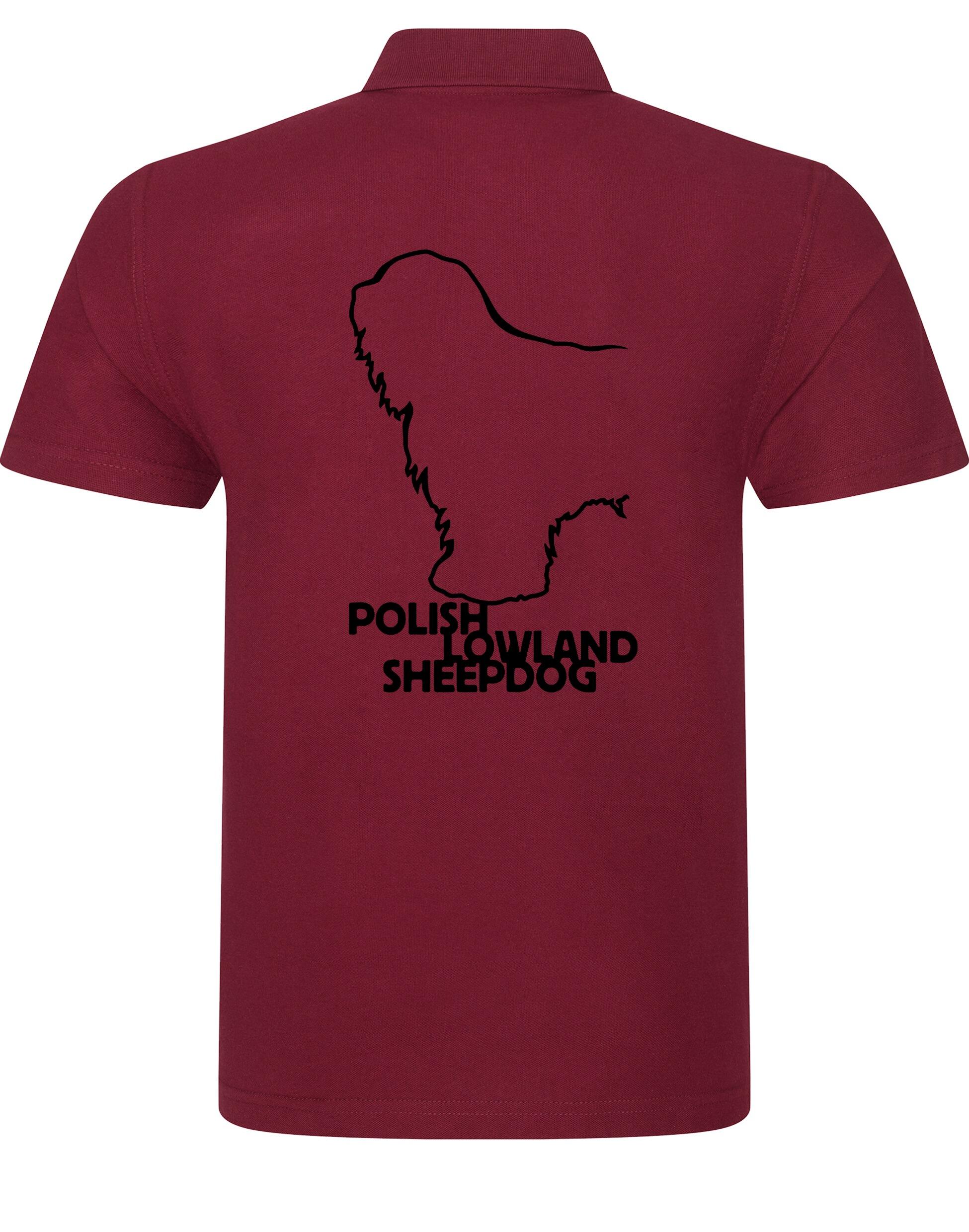 Polish Lowland Sheepdog Unisex Cotton Polo featuring exclusive breed artwork, breathable cotton fabric, and a relaxed fit for comfort and style.
