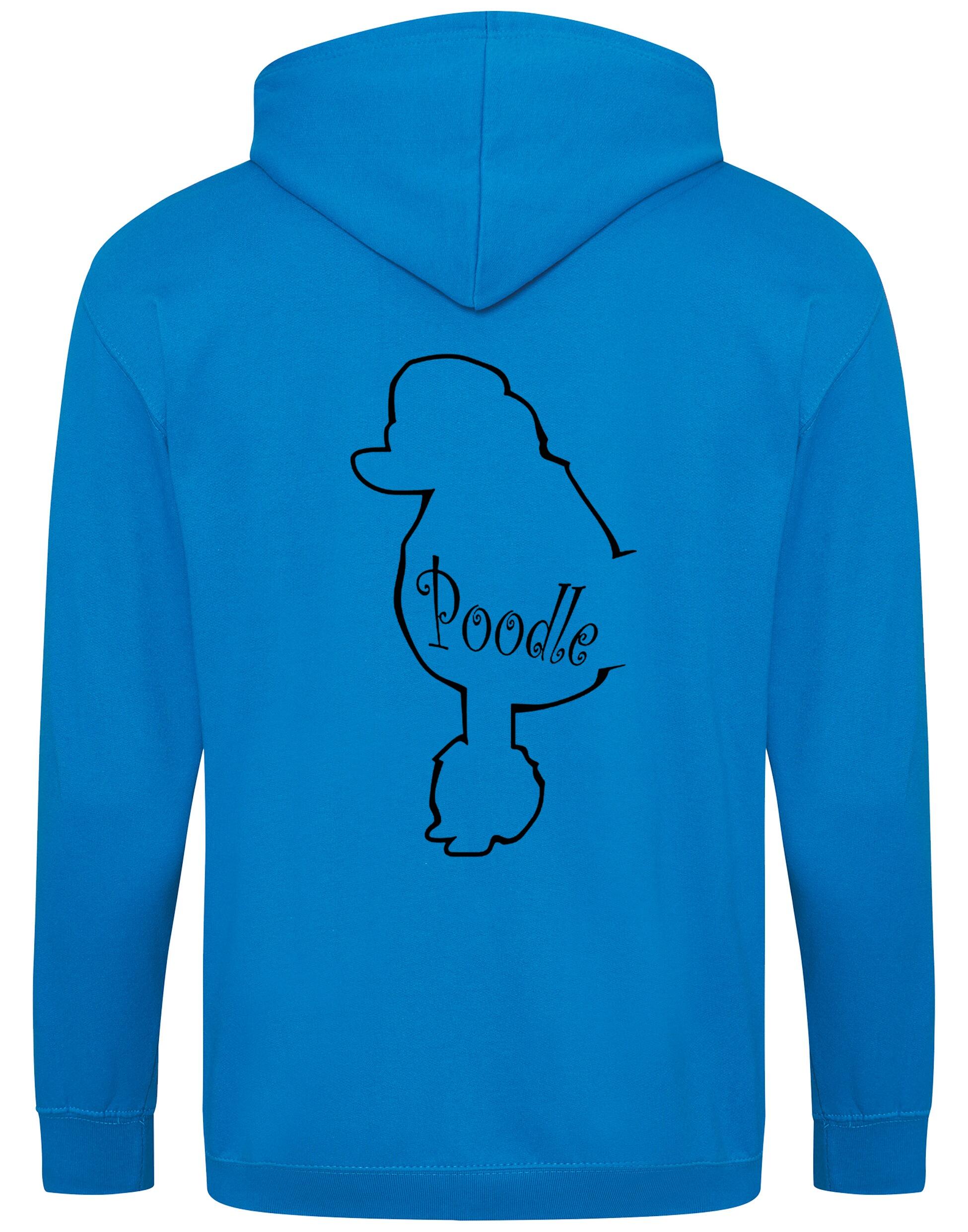 Poodle Zipped Hoodie featuring exclusive breed artwork, full-zip closure, and soft fleece interior for stylish comfort.