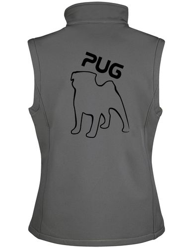 Unisex Pug (Outline) Softshell Jacket featuring exclusive outline artwork, premium water-resistant fabric, and cozy fleece lining for stylish outdoor protection.