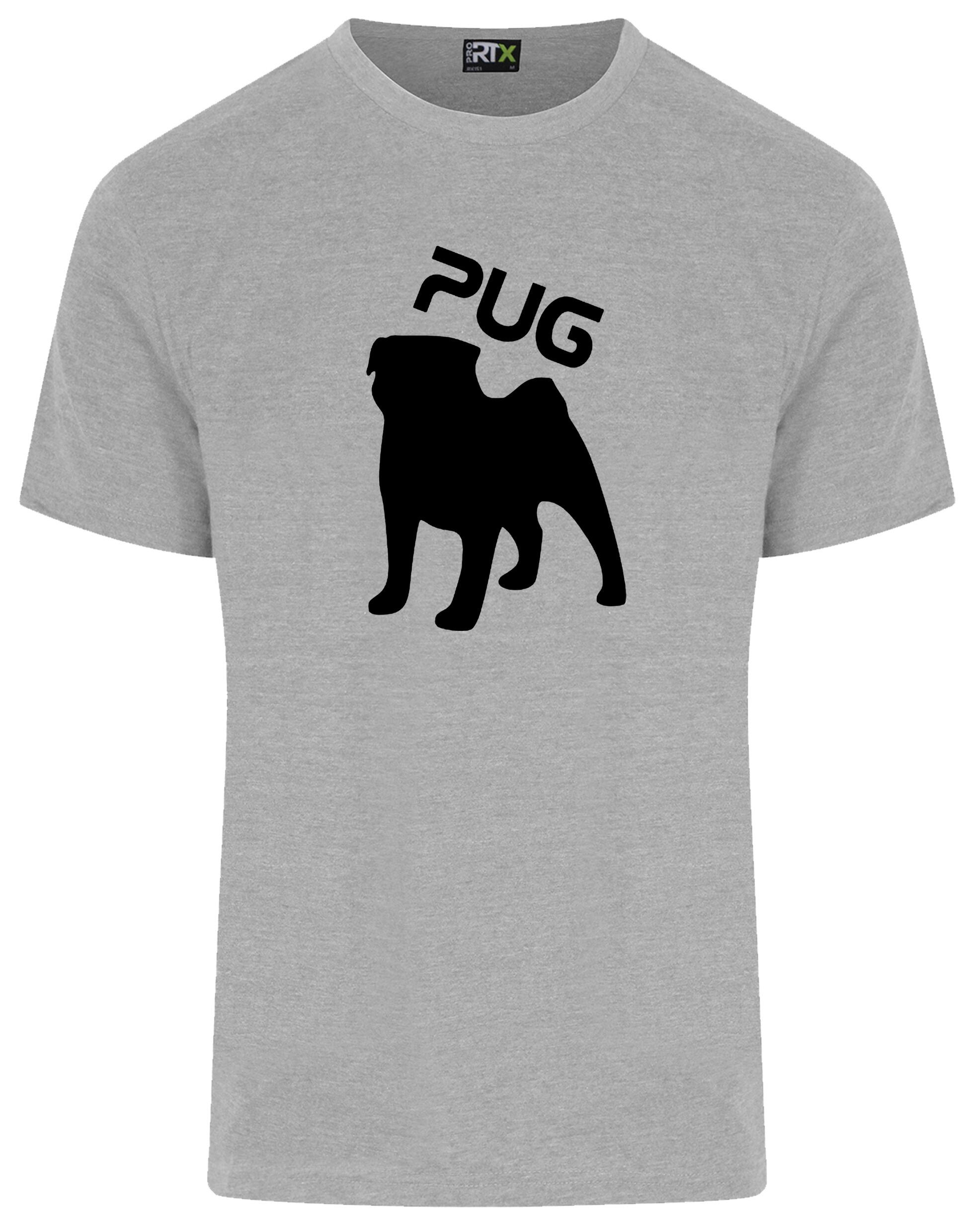 Unisex Pug (Silhouette) Roundneck T-shirt featuring exclusive silhouette artwork, crafted from premium breathable cotton for all-day comfort and a relaxed, stylish fit, perfect for Pug enthusiasts.
