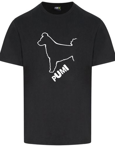 Unisex Hungarian Pumi Roundneck T-shirt featuring exclusive breed artwork, crafted from premium breathable cotton for all-day comfort and a relaxed, stylish fit, perfect for Hungarian Pumi enthusiasts.