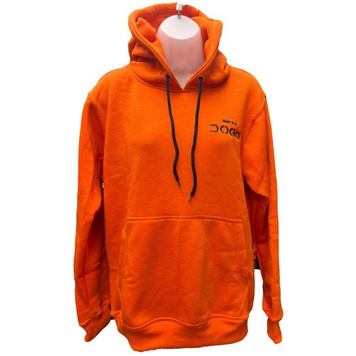 Image of a heavyweight unisex pullover hoodie for dog training in vibrant Orange, featuring dual kangaroo pouches for quick access to essentials, reinforced stitching, and premium 330gsm fabric construction. Available in sizes S to XL, designed for durability and professional functionality for dedicated dog trainers.