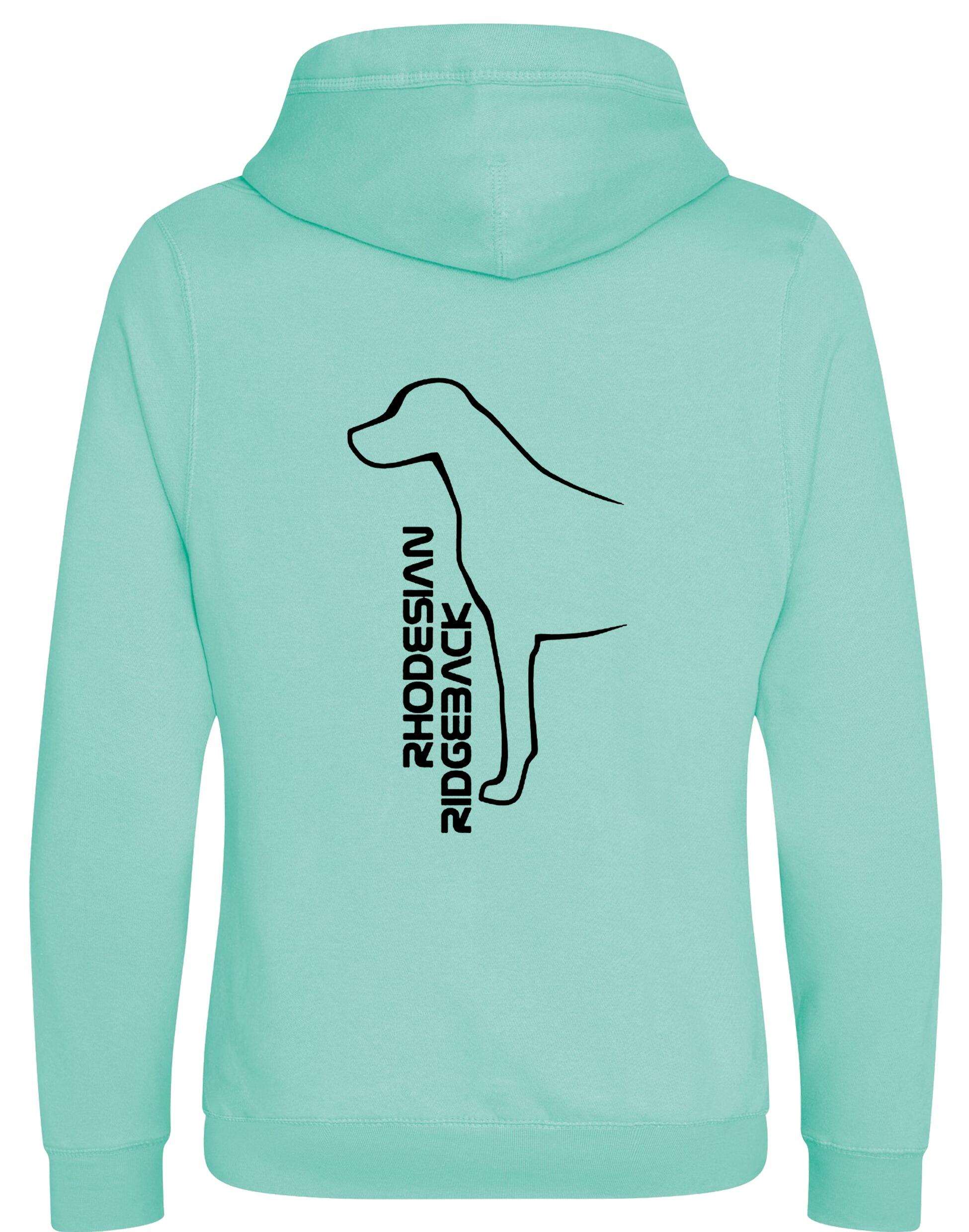 Rhodesian Ridgeback Crossneck Pullover Hoodie featuring exclusive breed artwork, modern crossneck design, soft fleece interior, kangaroo pocket, ribbed cuffs and hem, and a relaxed unisex fit for breed enthusiasts.