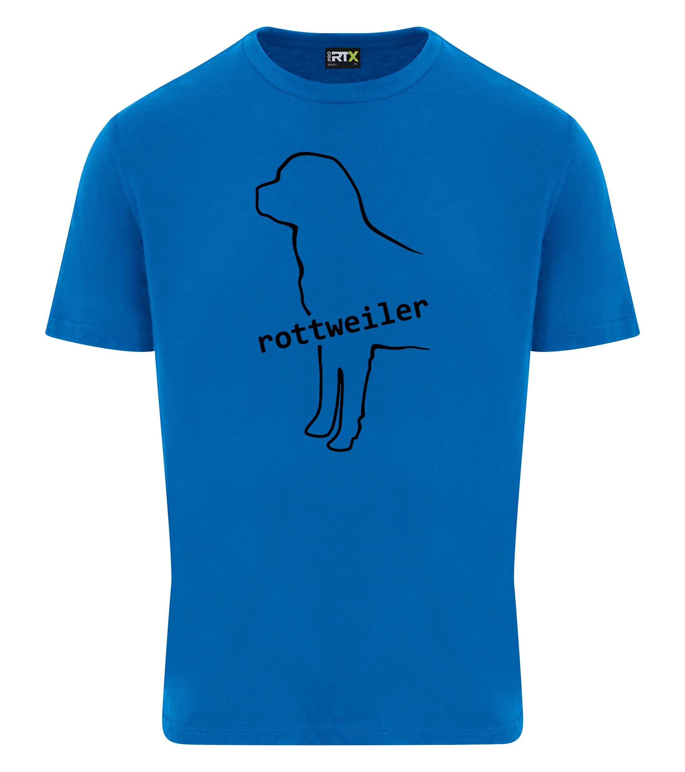 Rottweiler Unisex Roundneck T-shirt featuring exclusive breed artwork, soft breathable cotton fabric, relaxed unisex fit, and classic round neckline for comfort, style, and breed pride.