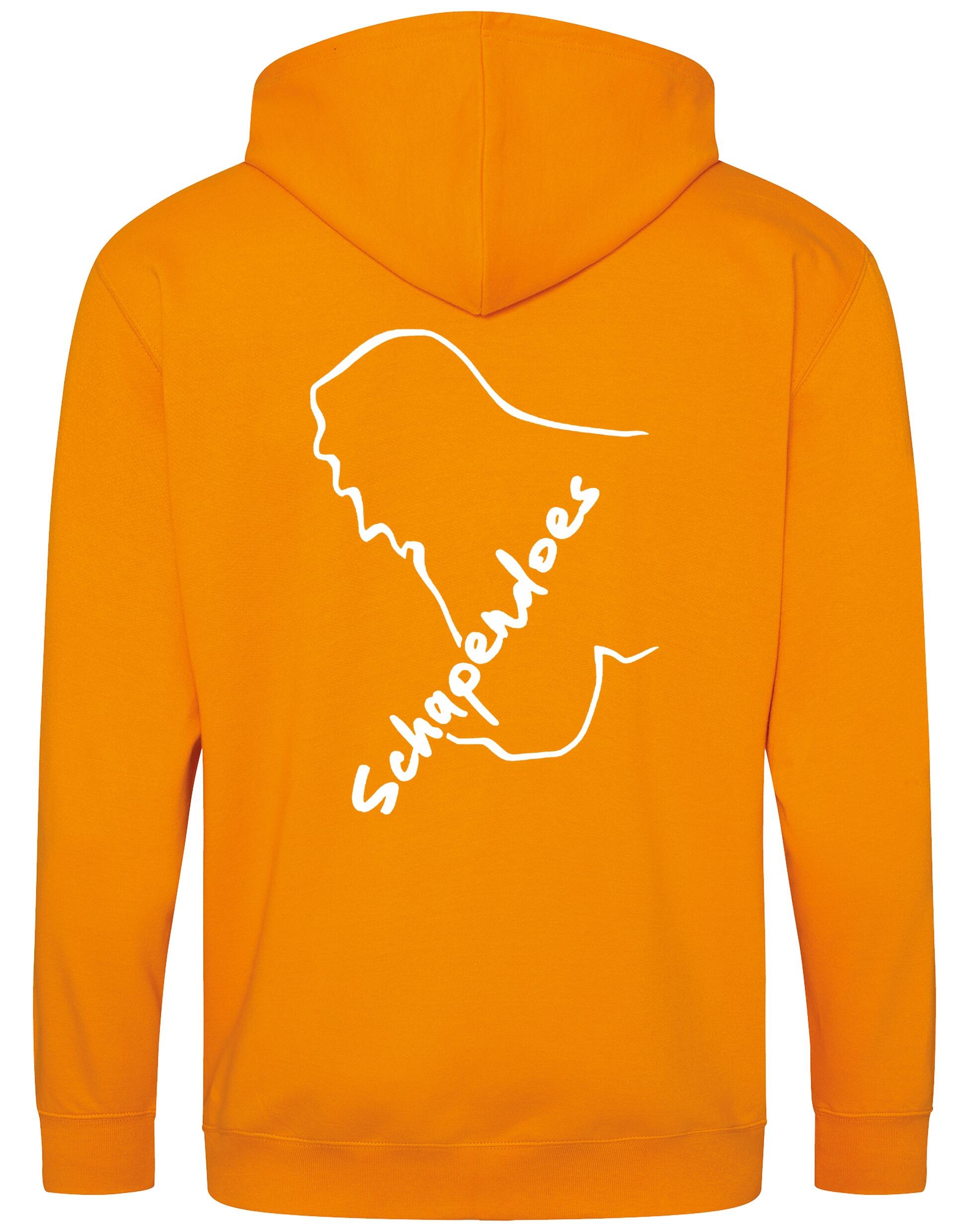 Schapendoes Zipped Hoodie featuring exclusive breed artwork, soft brushed fleece lining, double-fabric hood, front pockets, full-zip closure, and personalization options for stylish comfort and breed pride.