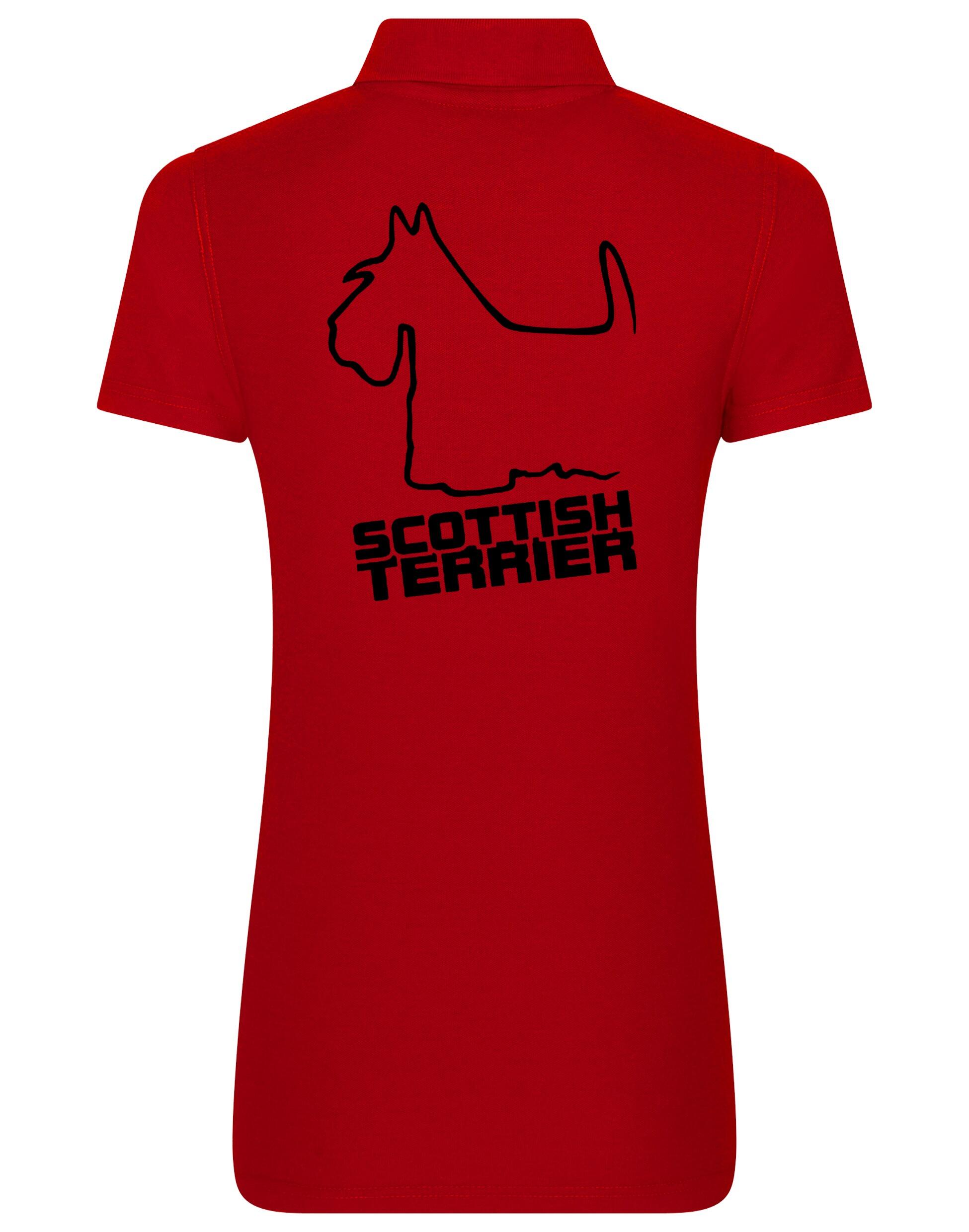 Scottish Terrier Women's Cotton Polo featuring exclusive breed artwork, breathable premium cotton fabric, and flattering feminine fit.