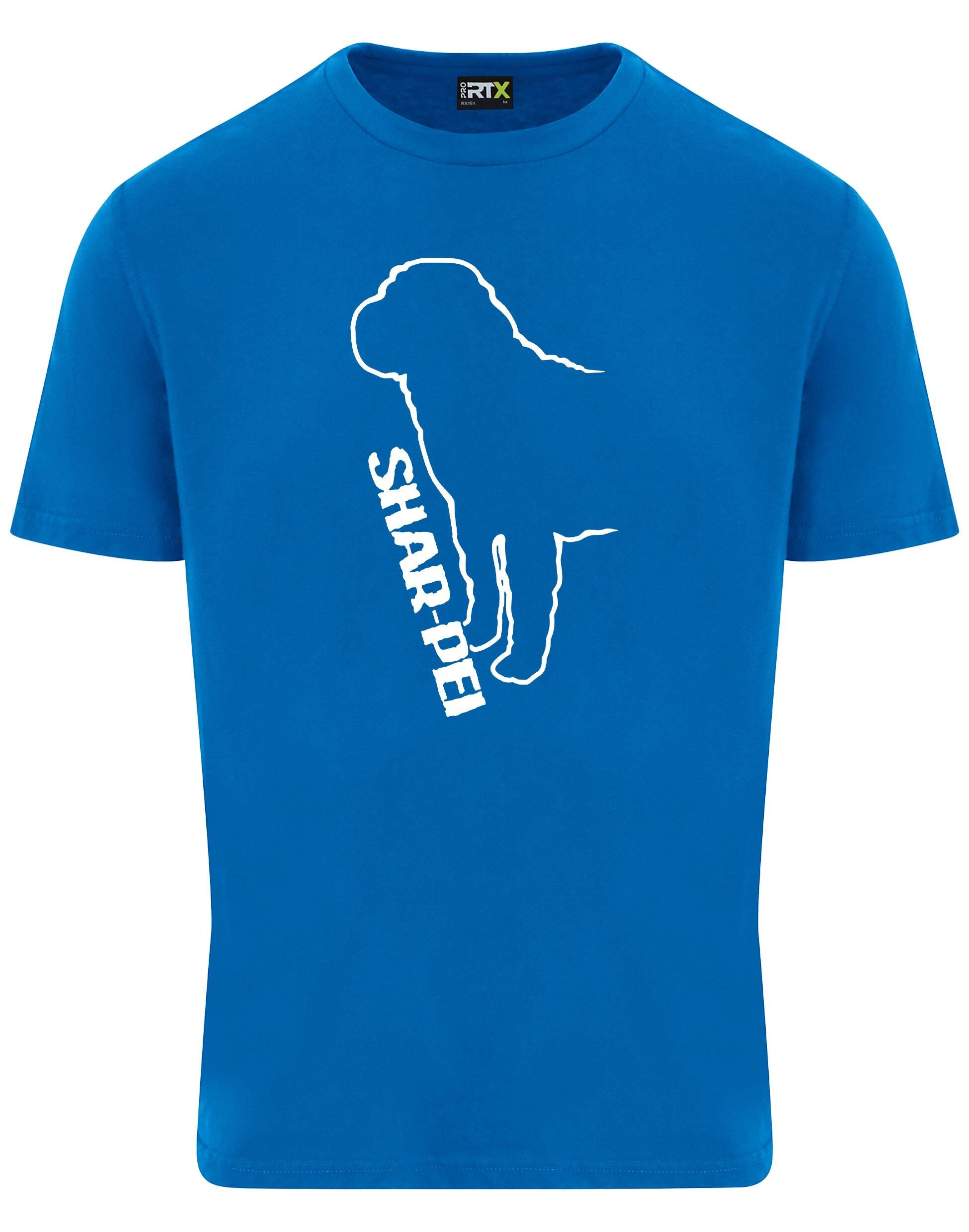 Unisex Roundneck T-shirt featuring exclusive Shar Pei graphic design.