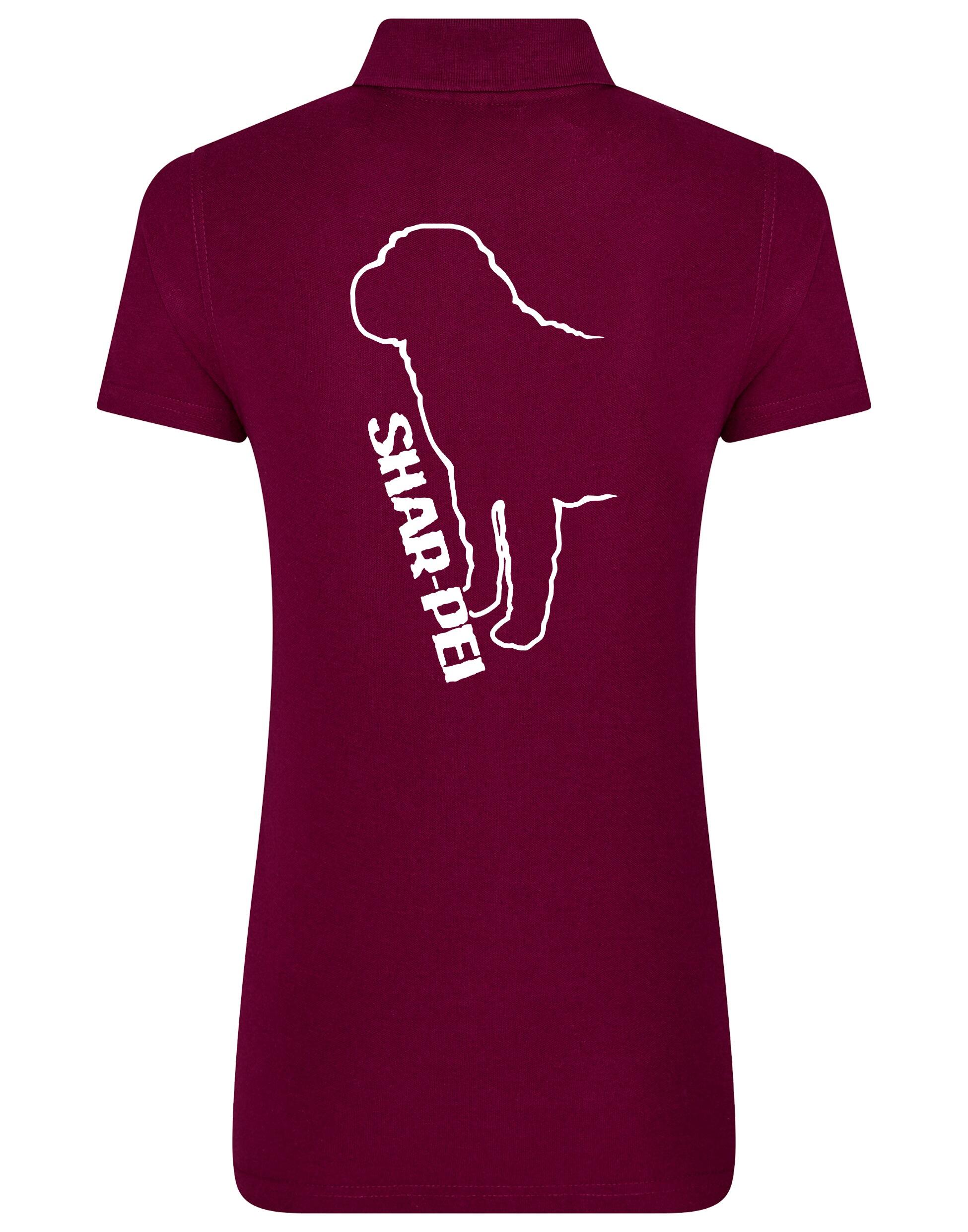 Women's Cotton Polo featuring exclusive Shar Pei graphic design.