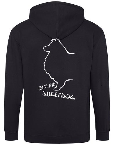 Shetland Sheepdog Zipped Hoodie featuring exclusive Sheltie graphic design.