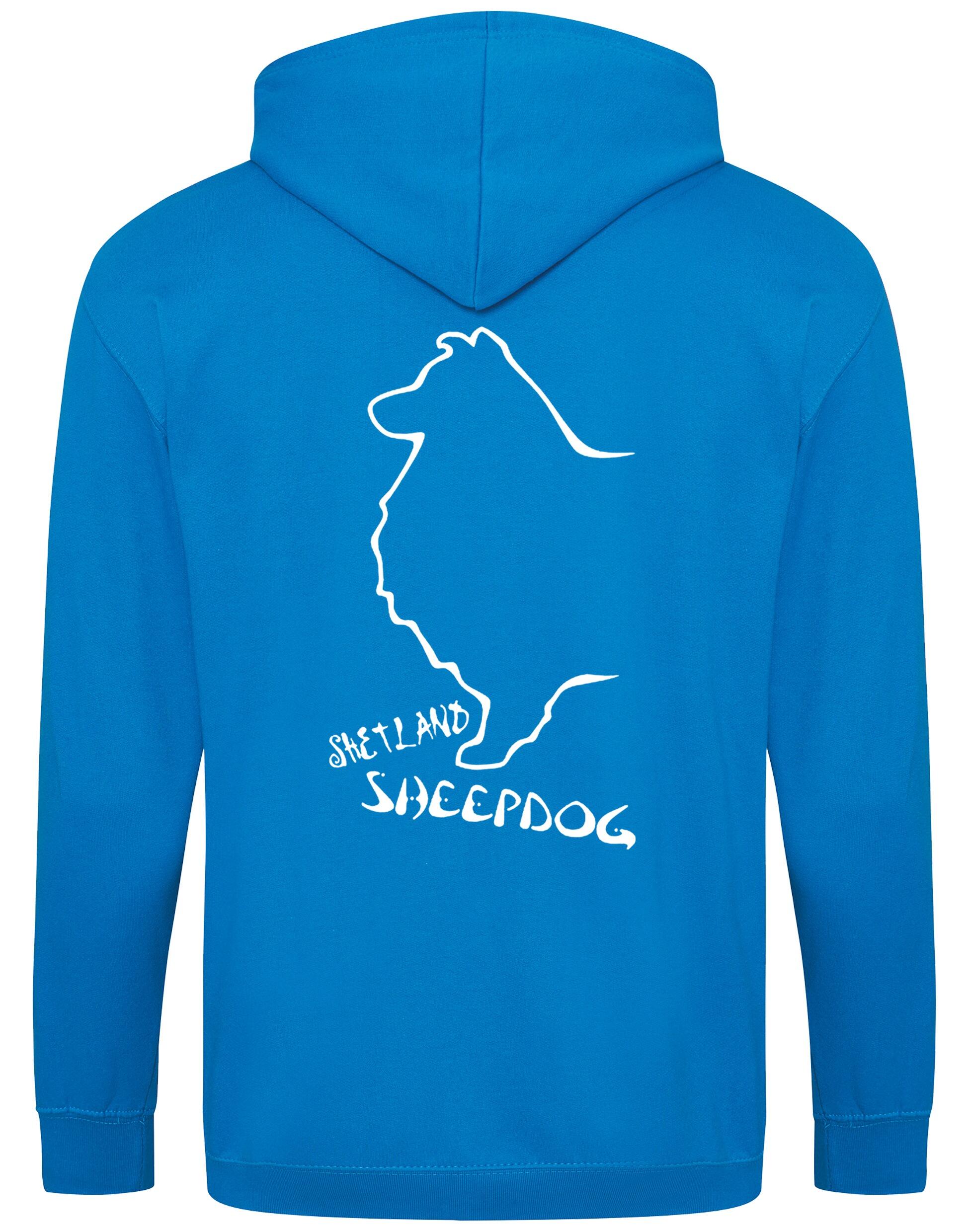 Shetland Sheepdog Zipped Hoodie featuring exclusive Sheltie graphic design.
