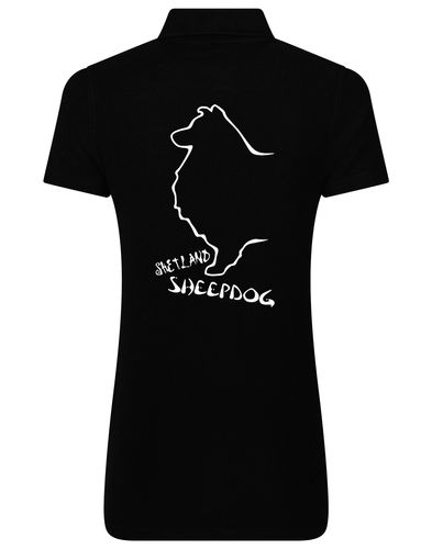 Women’s Cotton Polo featuring exclusive Shetland Sheepdog artwork on the back