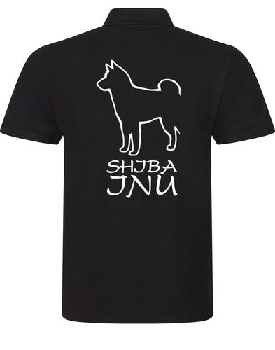 Unisex cotton polo shirt with exclusive Shiba Inu design on the back, made from lightweight breathable fabric with a relaxed fit, perfect for casual wear, dog events, or everyday outings.