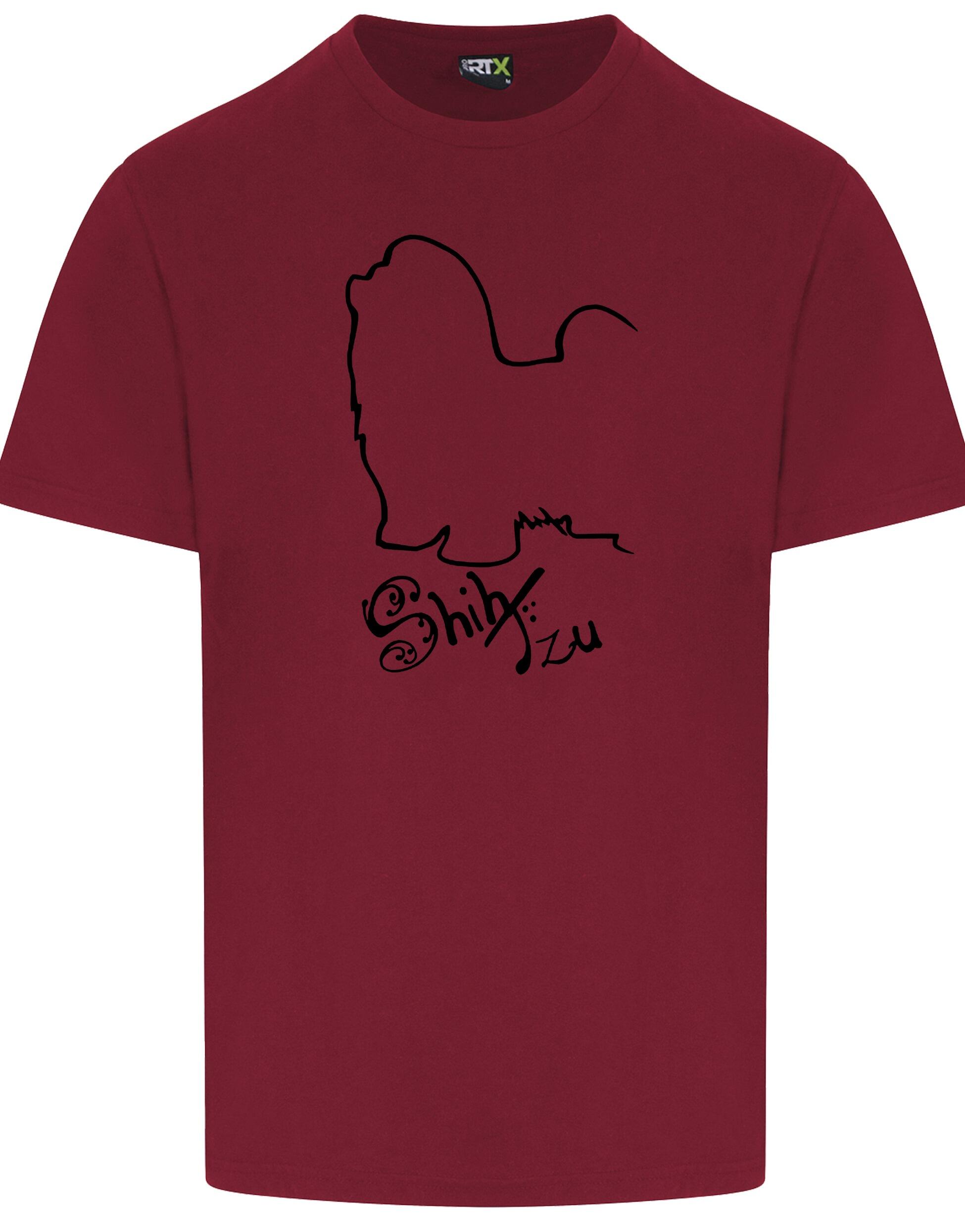 Unisex cotton roundneck T-shirt featuring a detailed Shih Tzu graphic on the front, lightweight and breathable with a relaxed fit suitable for all body types. Ideal for casual wear or breed events.