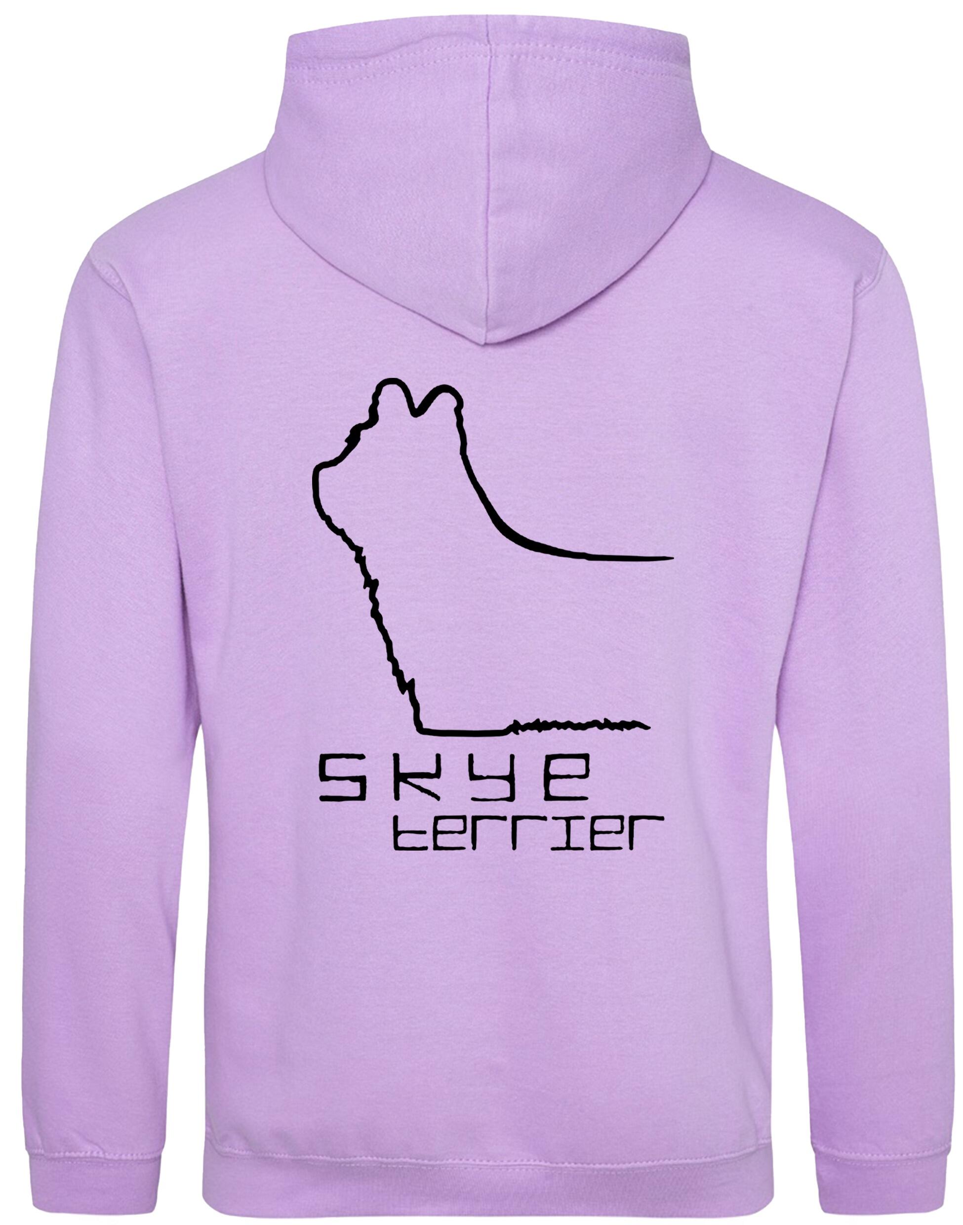 Pullover hoodie featuring exclusive Skye Terrier artwork on the back and paw prints on the front, with a brushed fleece interior, double-fabric hood, and kangaroo pocket. Ideal for Skye Terrier lovers seeking comfort and style.