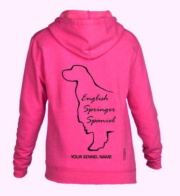 English Springer Spaniel Dog Breed Hoodies Full Zipped Women's & Men's Styles Exclusive Dogeria Design