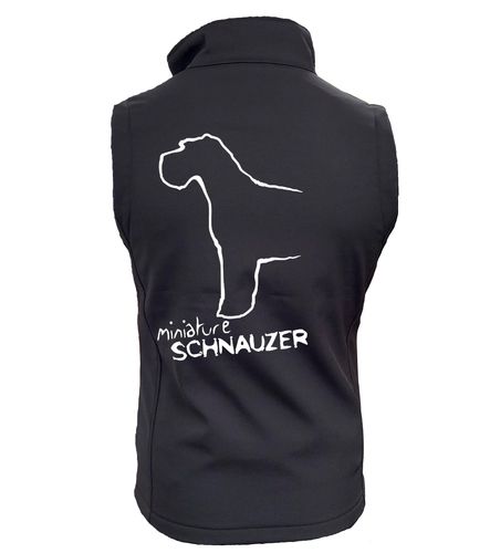 Miniature Schnauzer Dog Breed Design Softshell Gilet Full Zipped Women's & Men's Styles