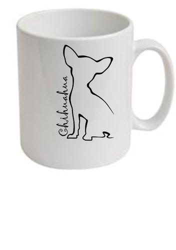 Chihuahua Outline Dog Breed Design Ceramic Mug