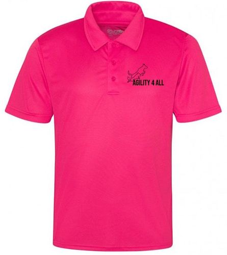 Agility 4 All Official Clothing - Hot Pink Unisex Cool Polo - Black Printed Logo