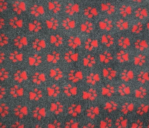 Dogeria Bedding for Dogs Rubber Backed Black with Red Paws