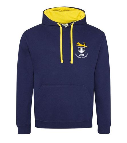Wallingford Dog Training Club Official Varsity Pullover Hoodie Oxford Navy/Sun Yellow