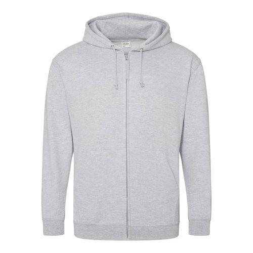 Plain Heather Grey Zipped Hoodie