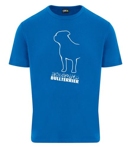 Unisex Staffordshire Bullterrier T-Shirt Sapphire Blue (White)