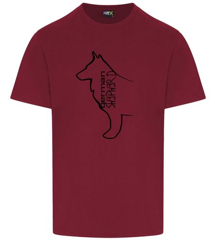 Unisex German Shepherd T-Shirt Burgundy (Black)