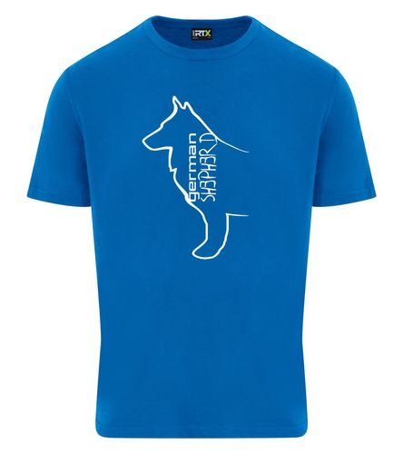 Unisex German Shepherd T-Shirt Sapphire Blue (White)