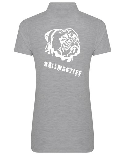 Female Bullmastiff (Head) Polo Shirt Heather Grey (White)