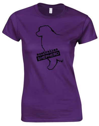 Female Australian Shepherd T-Shirt Purple (Black)