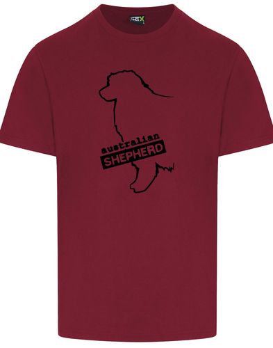 Unisex Australian Shepherd T-Shirt Burgundy (Black)