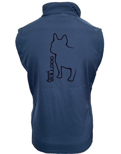 Unisex French Bulldog (Outline) Softshell Gilet Navy Royal (Black)