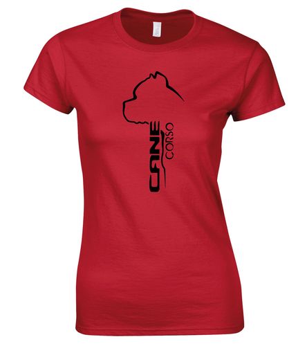 Female Cane Corso Roundneck T-Shirt Red (Black)