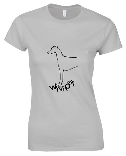 Female Whippet Roundneck T-Shirt Sports Grey (Black)