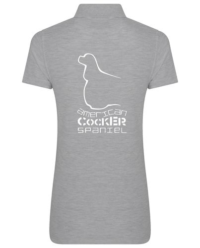 Female American Cocker Spaniel Polo Shirt Heather Grey (White)