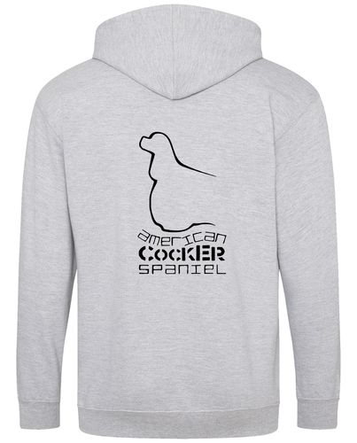 Unisex American Cocker Spaniel Zipped Hoodie Heather Grey (Black)