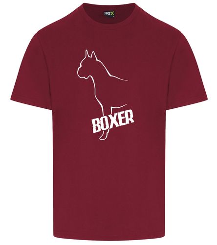 Unisex Boxer Ear Up Roundneck T-Shirt Burgundy (White)