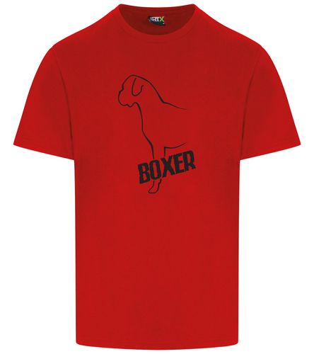 Unisex Boxer Ear Drop Roundneck T-Shirt Red (Black)