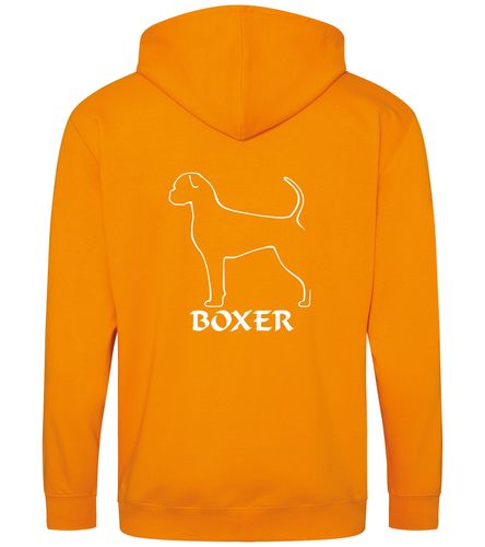 Unisex Boxer Ear Drop (2) Zipped Hoodie Orange Crush (White)