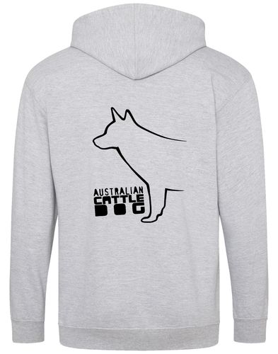 Unisex Australian Cattle Dog Zipped Hoodie Heather Grey (Black)