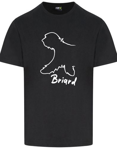 Unisex Briard Roundneck T-Shirt Black (White)